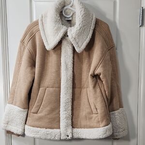 XS CAbi Women's Tan and Cream Teddy Jacket